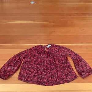 GAP Red and Black Floral Top